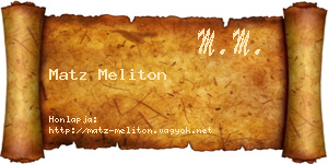 Matz Meliton névjegykártya